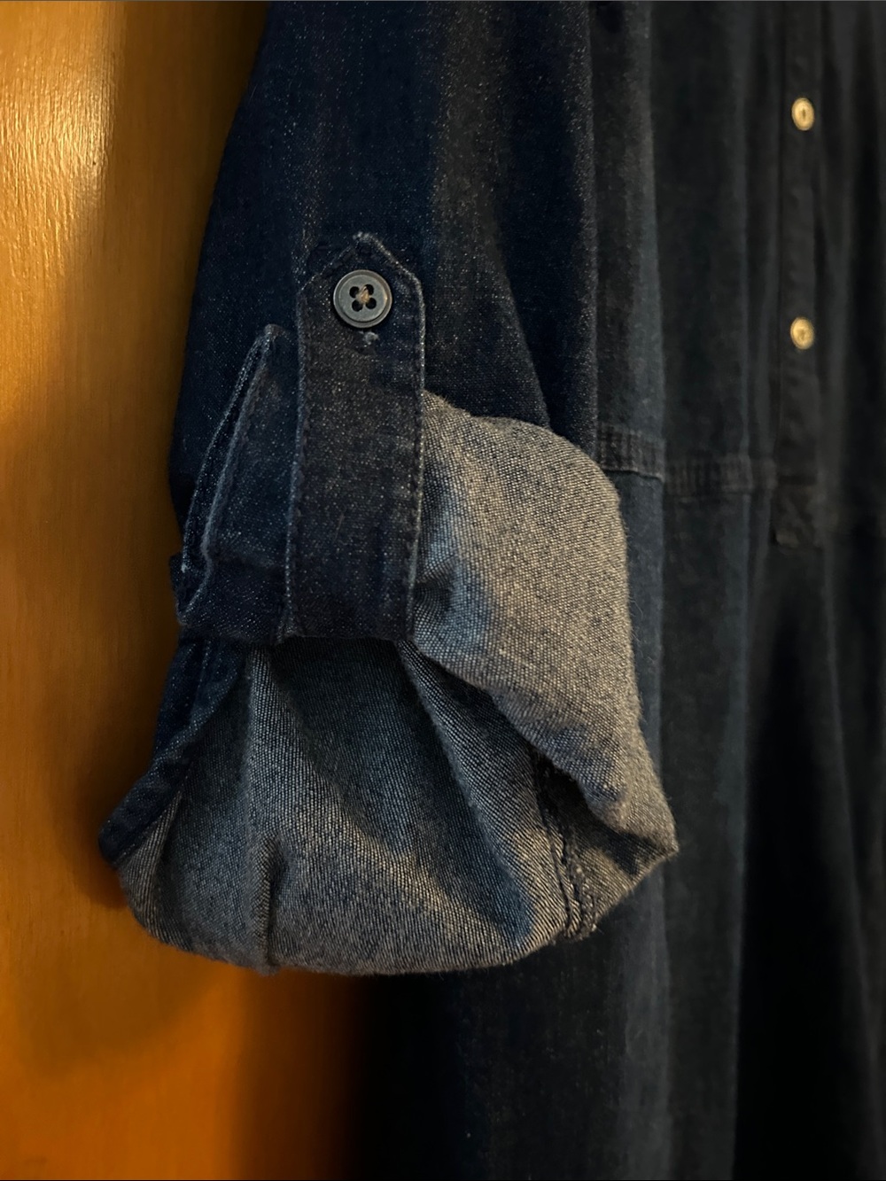J. Jill Navy Denim Button-Front Shirt Dress - Picture 3 of 5